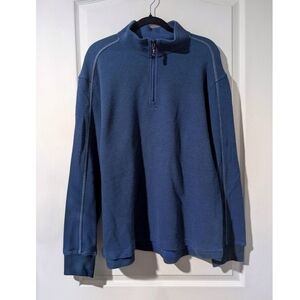 Robert Graham | Griffin Blue Waffle Knit 1/4 Zip Pullover Sweatshirt